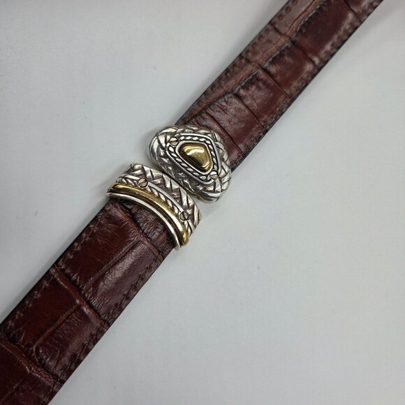 Brighton Belt Womens 28 Marcus Two Tone Black Brown Reversible Western - Picture 7 of 16